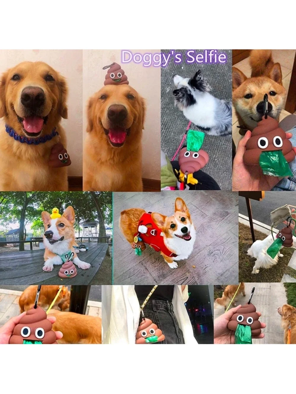 Emoji Poop Dog Waste Bag Holder, NIP